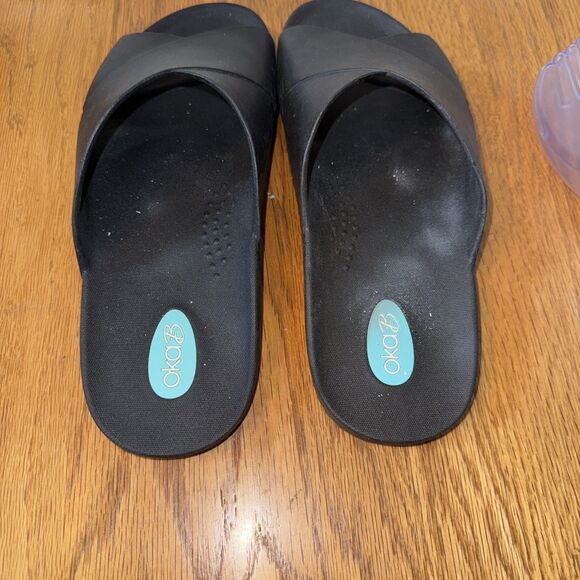 Oka B Maxwell Unisex Slide Sandals‎ Size L Black Womens 10-11 - Picture 4 of 5